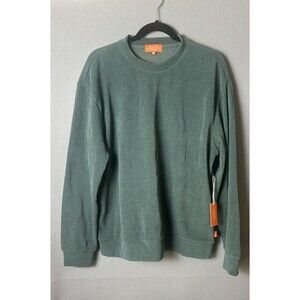 Negative Space Crewneck Pullover Ribbed Cord Sweatshirt Green Outdoors Fall XL